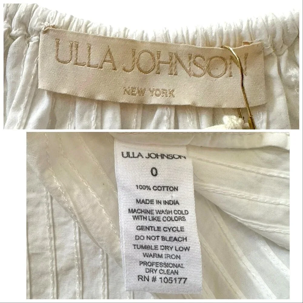 Ulla Johnson White‎ Cotton Laurenza Blouse, puff sleeves, Size 0, New with Tag